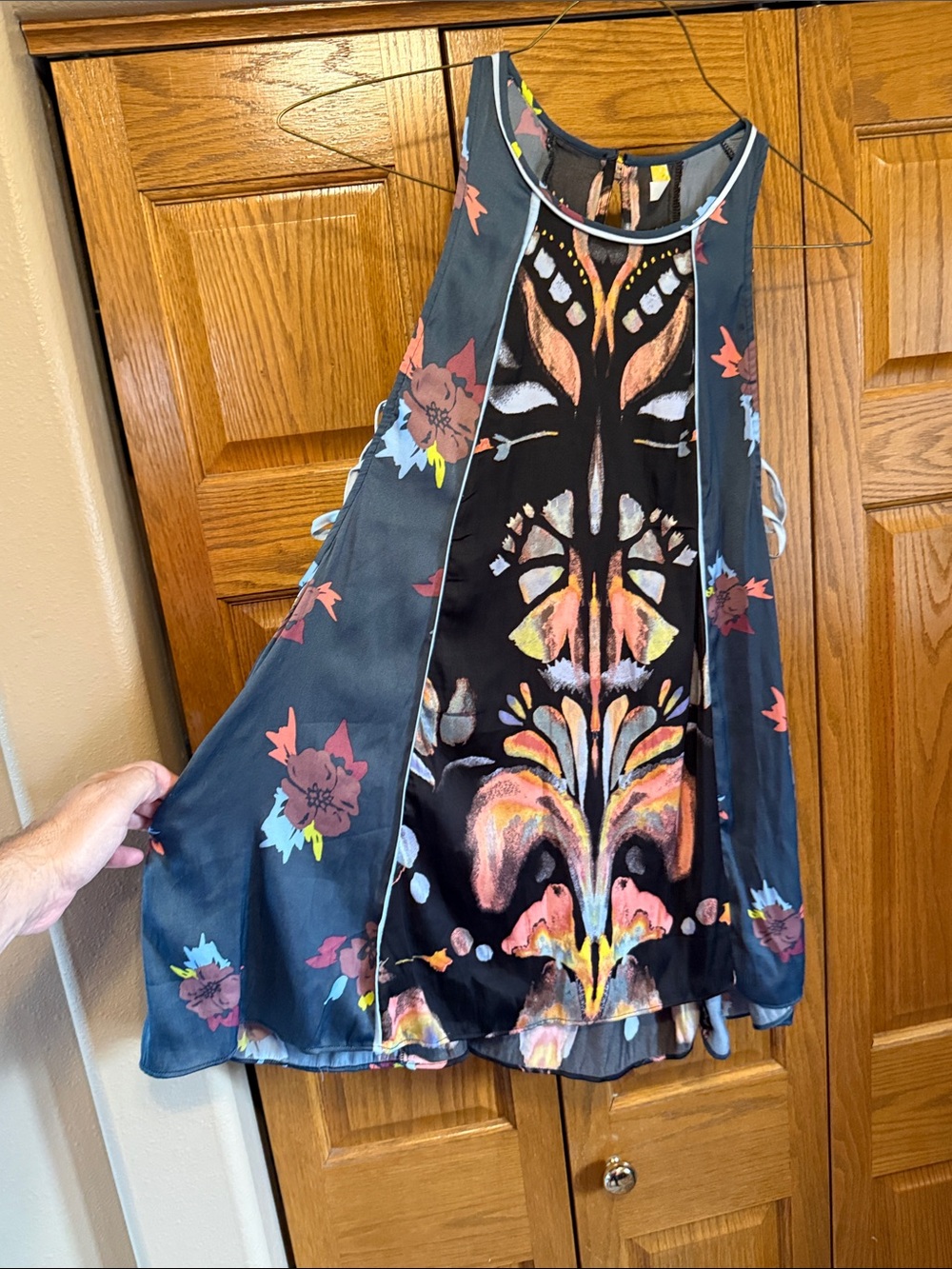 Free People Girls' Navy Floral & Watercolor Print Party Dress-Small